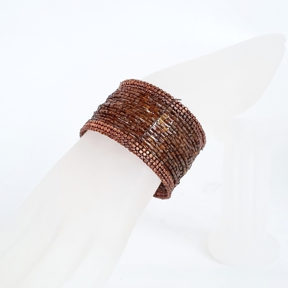 BEADED Copper Wrist Band - Picture 1 of 5
